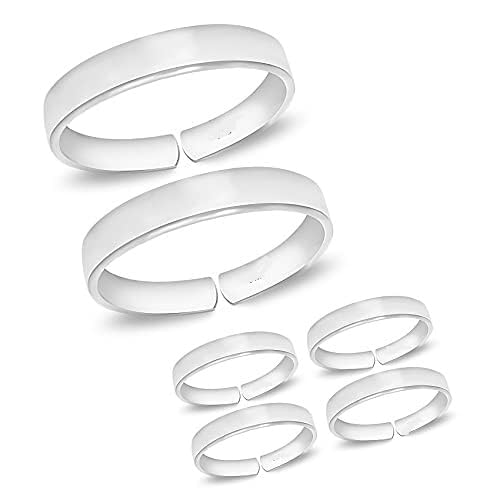 Toe Ring Artificial Silver Abstract Pattern Design Toe Ring Adjustable Jewelry for Women. Combo of 1 Pair Thumb & 2 Pair Finger Size Silver Toe Rings. (023-3PAIRS)-image-27