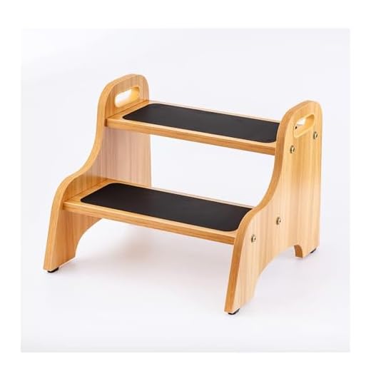 StrongTek Houten kruk met 2 treden voor kinderen met antislip oppervlak, draagbare handgrepen en een capaciteit van 150 kg