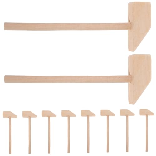 IMIKEYA Mini Hammer Mallets Set 10 Small Wooden Hammers Safe and for Boys and Girls for Hand and Wrist Exercise