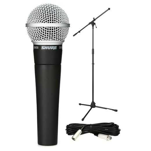Shure SM58 Dynamic Vocal Microphone Bundle: Includes Mic, Stand, XLR Cable – Perfect for Live Performance and Studio Recording