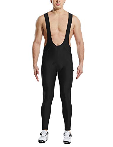 BALEAF Men's Cycling Bike Bibs Long Pants 4D Padded MTB Riding Bicycle Tights Breathable Pockets UPF50+ Black XL