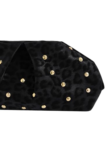 Image of QWINEE Women's Elegant Studded Clutch Bag Magnet Ruched Bags Retro Vintage Evening Handbag