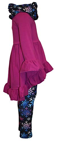 Image of Unique Baby Girls Kids Toddler 3pc Outfit Set Long Sleeve Cotton Blend Tunic Top Leggings and Scarf