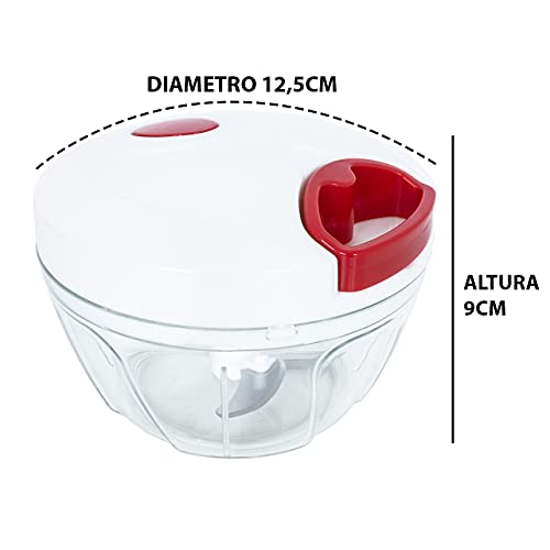 Mini Triturador Processador de alimentos manual alho cebola 3 Lâminas inox (cores variadas)