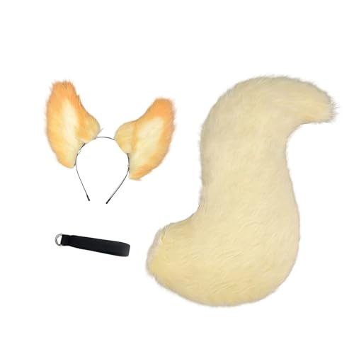 Queue et bandeau oreilles de renard en fausse fourrure pour cosplay et fête