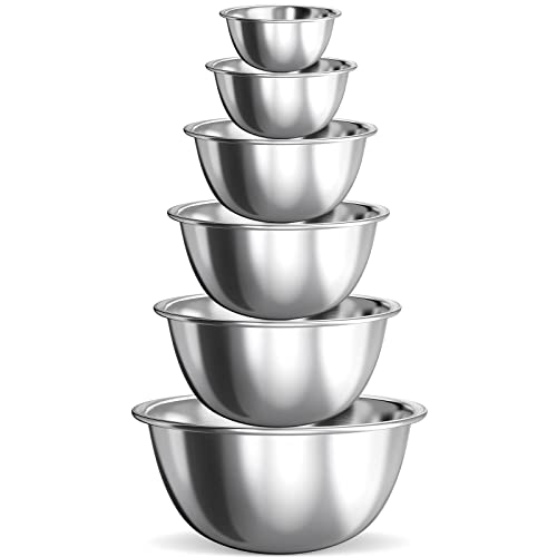 Cksung Stainless Steel Mixing Bowls Set Of 6 Mixing Bowls, Nesting Bowls For Space Saving Storage, Upgrade Deepen And Thicken Mixing Bowls Set, Great For Cooking, Baking, Prepping #TOP3