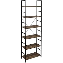 Estanteria Escalera Vintage EUGAD Estantería Independiente Estantería con Escalera Estantería Escalonada Librería Estantería Multifuncional Diseño Industrial con 6 Estante MDF+Metal 60x28x180cm Vintage 0011ZWJ