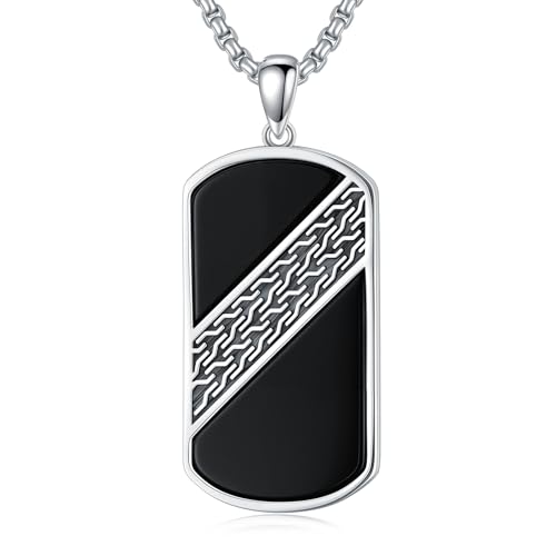 Pendentif en obsidienne noire d'argent 925, collier protecteur père et fils