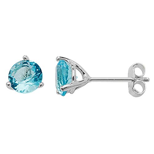 ICJ Genuine Sterling Silver Birthstone Earrings March