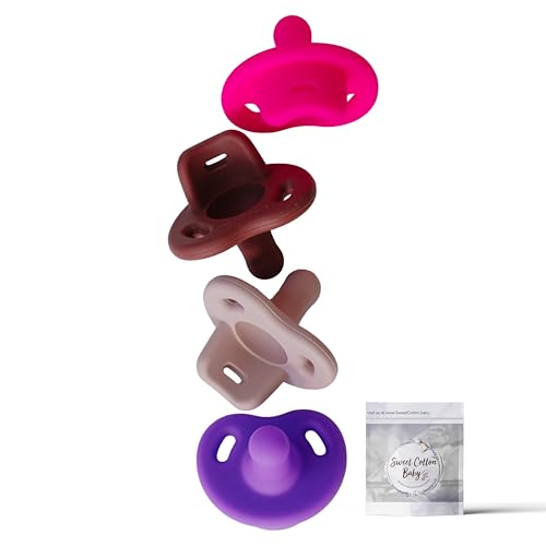 Image of Sweet Cotton Baby Soft Silicone Pacifiers (4 Pack) – One Piece Design - Comfy BPA Free Soothie Silicone Pacifier for Newborns & Toddlers, Pacifiers 0-36 Months
