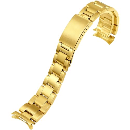 Bracelet de montre Rolex Oysterquartz Datejust doré en acier inoxydable solide de 20 mm