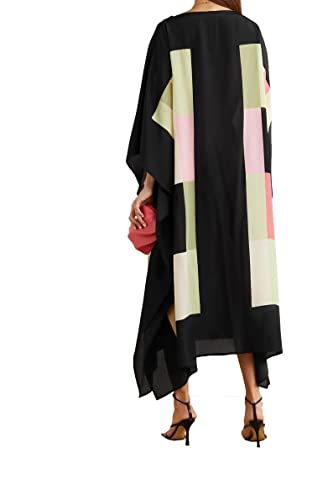 Designer Boat Neck Printed Softy Silk Caftans for Women Occasion Party Wear Black Kaftan Dress, Long Free Size Kaftans, Luxury Kaftan Dress, Yellow, One Size2