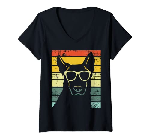 Damen Retro-Sonnenbrille, Motiv: Deutscher Schäferhund, Geschenk T-Shirt mit V-Ausschnitt Cover