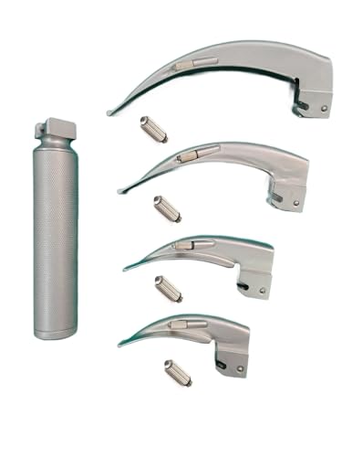 Image of Laryngoscope Set Adult Macintosh Type with Blade Size 1, 2, 3 & 4 and Extra Led Bulb /Lamp 4 pcs