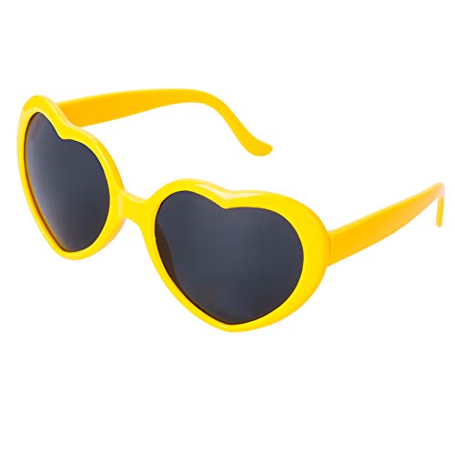 Toddler Kids Heart Shaped Love Sunglasses Colorful Vintage Cute Baby Eyewear For Party Beach Travel Photography (Yellow)