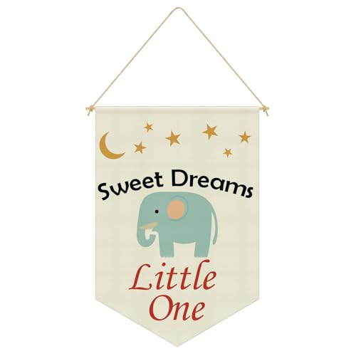 Wall Decor for Kids Room Hanging Pennant Flag Banner Nursery Wall Art Gift for Girls Boys Nursery Playroom Bedroom Decor Children's Room Saying Quote Hanging Sign Linen Cotton Flag