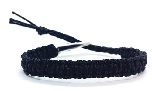 Adjustable Alligator Clip Mens or Womens Black Hemp Bracelet - Handmade4