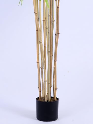 Image of ARICK DECOR 5Ft Artificial Bamboo Tree in Pot, 5ft Realistic Faux Bamboo Silk Plant with Natural Look Canes, Peacock Shaped Floor Decor for Home, Office & Balcony