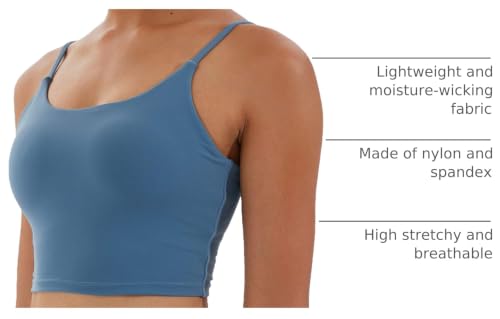 Image of Women's Strappy Stretch Sports Bra Longline Yoga Tank Top Fitness Bra Workout Camisole Crop Tops for Teen Girl