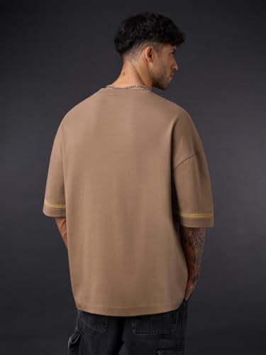 Image of The Souled Store Marvel Indie: Logo Men and Boys Short Sleeves Round Neck Embroidered Drop Shoulder Baggy Casual Streetwear Superheroes Inspired Cotton Super Oversized T-Shirt