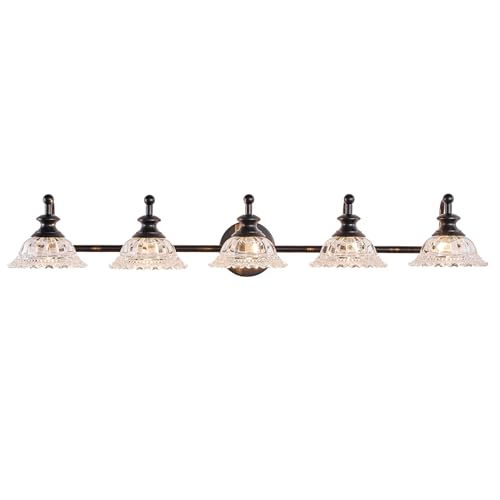 Image of XIEDUN 37.4 inch 5 Light Vanity Light for Bathroom (Exclude G9 Bulb) Black Vanity Lights for Bathroom