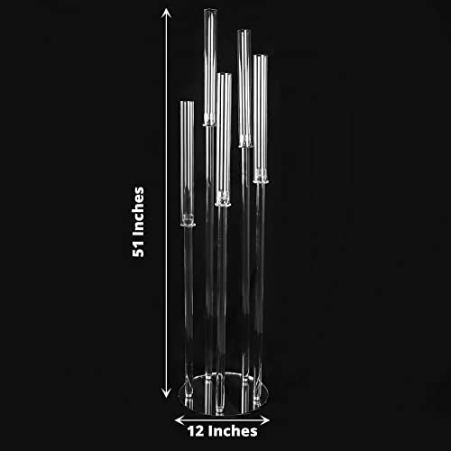 BalsaCircle 51 in Clear 5 Arm Crystal Glass Candelabra Taper Candle Holder Wedding Party Events Reception Home Decorations Supplies