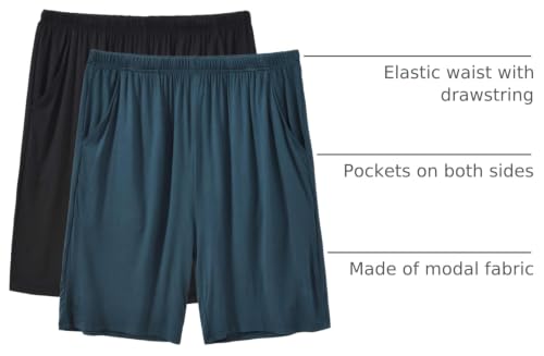 Image of JINSHI Men's Pajama Shorts Soft Comfortable Lightweight Elastic Drawstring Men Lounge Sleep Shorts with Pockets