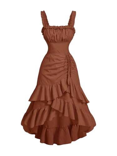 brown dress with ruffles at the bottom Mommy and Me Brown Ruffled Rib Hi-Lo Twirl Dress Brown / 2T/3T main image 1
