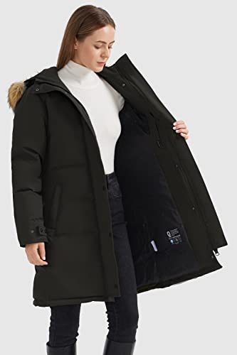 Orolay Women's Thickened Down Coat Long Puffer Jacket with Adjustable Hood Quilted Warm Winter Parka3