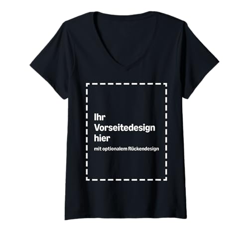 Damen-T-Shirt mit V-Ausschnitt – individuell Bedruckt auf Vorder-...