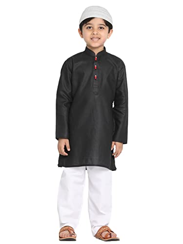 Image of JBN Creation Boys Cotton Blend Kurta Pyjama Set - Ethnic Elegance for Festivals | Comfortable Classic Collar Full Sleeves Kurta for Kids
