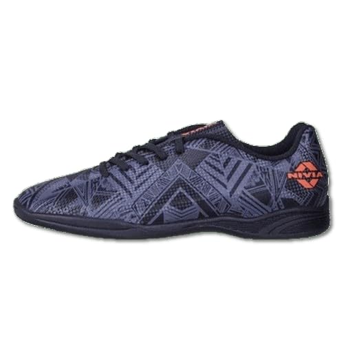 nivia Men Force, Futsal Shoe, PU Synthetic Leather Upper, Rubber Sole, Lightweight Cushioning (Black/Orange)-picture-46