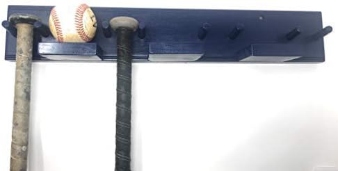 Baseball/Softball Bat Ball Display Holder Rack 4 Full Size Standard Bats 3 Balls Black Wood Display Trophy Awards