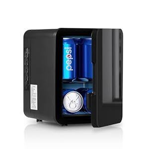 TUKAILAi Mini Fridge 4L Portable Compact Fridge, AC/DC Power Quiet Cooler & Warmer for Skincare Food Drinks, Small Fridges Low Noise Quite for Bedroom Car Office Travel (Full Black)