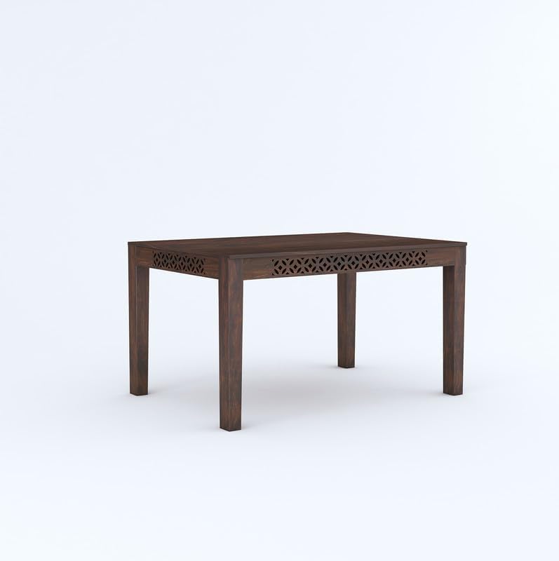 Image of Solid Sheesham Wood Dining Table Set with Chairs | Brown Modern Decorative Dining Set for Home /Office /Dining Room /Hotels | Walnut Brown 4 Seater