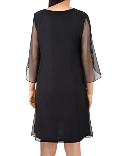 SeSe Code Womens Ruffle 3/4 Sleeve Stretchy Mesh Dress Wedding Guest Dresses2