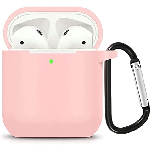 Molylove Compatible for AirPods Case with Keychain, Shockproof Protective Premium Silicone Cover Skin for AirPods Charging Case 2 & 1 (AirPods 2, Pink) Cover