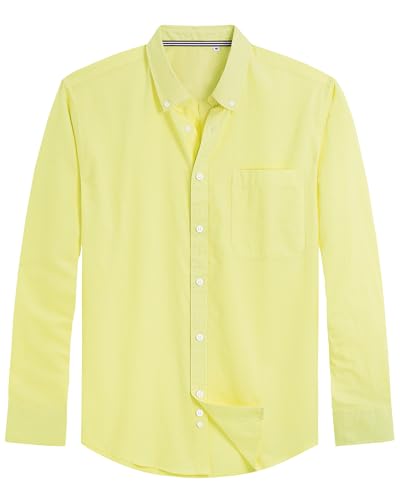 Image of J.VER Men's Oxford Shirt Solid Casual Button Down Collar Shirts Long Sleeve Dress Shirts with Pocket