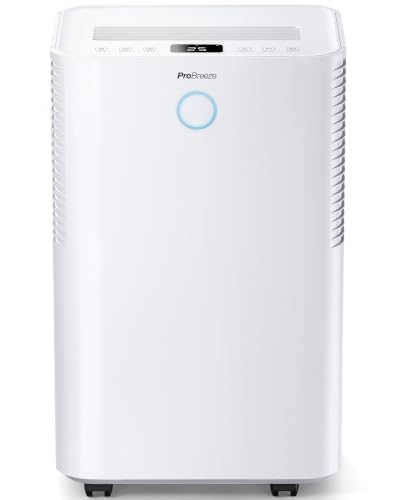 Pro Breeze OmniDry Déshumidificateur compresseur Intelligent 20L/Jour avec réservoir d'eau 4L, séchage du Linge & capteur d'humidité Auto - Absorbeur d’humidité, Contre moisissures & Condensation