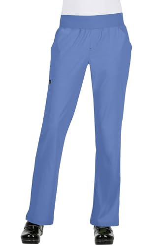 KOI Basics Laurie Women's 6-Pocket Yoga-Style Scrub Pants True Ceil Medium