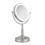 Zadro 9" Round LED Makeup Mirror with Lights and Magnification 5&10X/1X AA Battery Operated Swivel Lighted Makeup Mirror