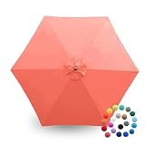 Formosa Covers 9ft 6 Ribs Market Patio Umbrella Replacement Canopy - Top Canvas - 600D UV Protective and Water Resistant Umbrella Fabric - Premium Quality Replacement Canopy Cover ONLY (Peach Coral)