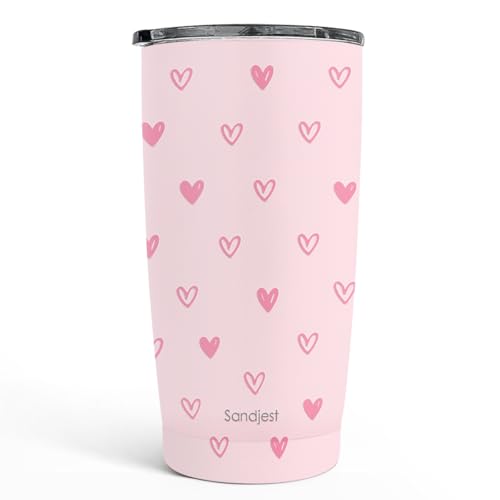 SANDJEST Heart Tumbler 20oz, Stainless Steel...