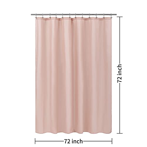 Pink Fabric Shower Curtain Liner Waterproof - Soft & Light-Weight Cloth Shower Liner with 3 Magnets, Hotel Quality & Machine Washable - Standard Size 72x72, Blush Pink