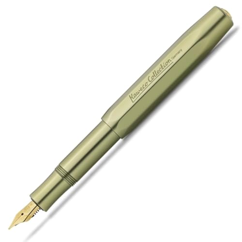 Image of Kaweco COLLECTION Fountain Pen Olivine I Premium Aluminium Fountain Pen with Steel Nib for Ink Cartridges Including Metal Box I Exclusive Pen 12.7 cm I Nib: M (Medium)