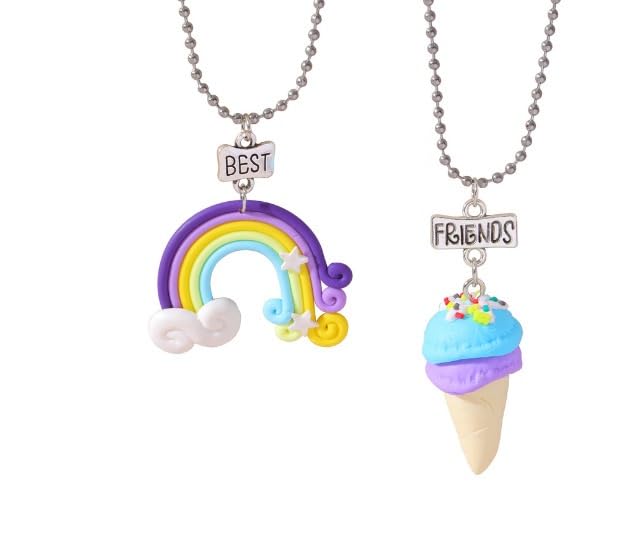 El Regalo 2 PCs Cute Best Friend BFF Colorful Chain Necklaces Set for Kids/Girls/Besties/Soul Sisters- Rainbow, Ice-Cream, Unicorn, Baloon, Candy Charms Pendant Necklaces Set for 2 (Option-1) (B0C9DWRYQ2) Amazon Price History, Amazon Price Tracker