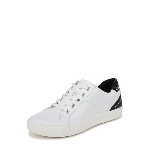 Naturalizer Womens Morrison Lace Up Fashion Casual Sneaker White/Black Stud 6 W