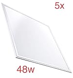 pantalla luz led acuario Driver incluido Pack 5X Panel Led 60x60cm, 48w, 4400 lumenes reales. Blanco 6500K, Driver Incluido. 595 x 595 x 8 Mm