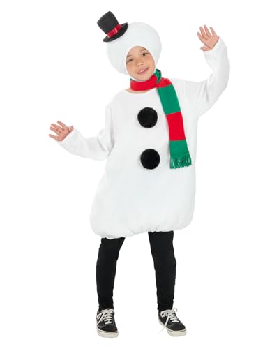 Funidelia Disfraz de muñeco de nieve para niños, Incluye traje, bufanda y pieza para la cabeza, Navidad - Traje para niños para fiestas, Carnaval y Halloween - Talla 3-4 años