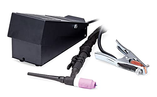 Eastwood AC/DC TIG Welder System | 1/4 Inch Thick Welding Capacity | Duty cycle of 60% at 190 Amps | 110 & 220V Dual Voltage TIG Welding with Rocker Style Foot Pedal | Black